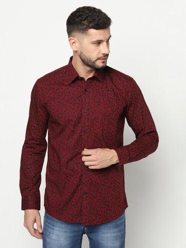 men maroon floral print shirt