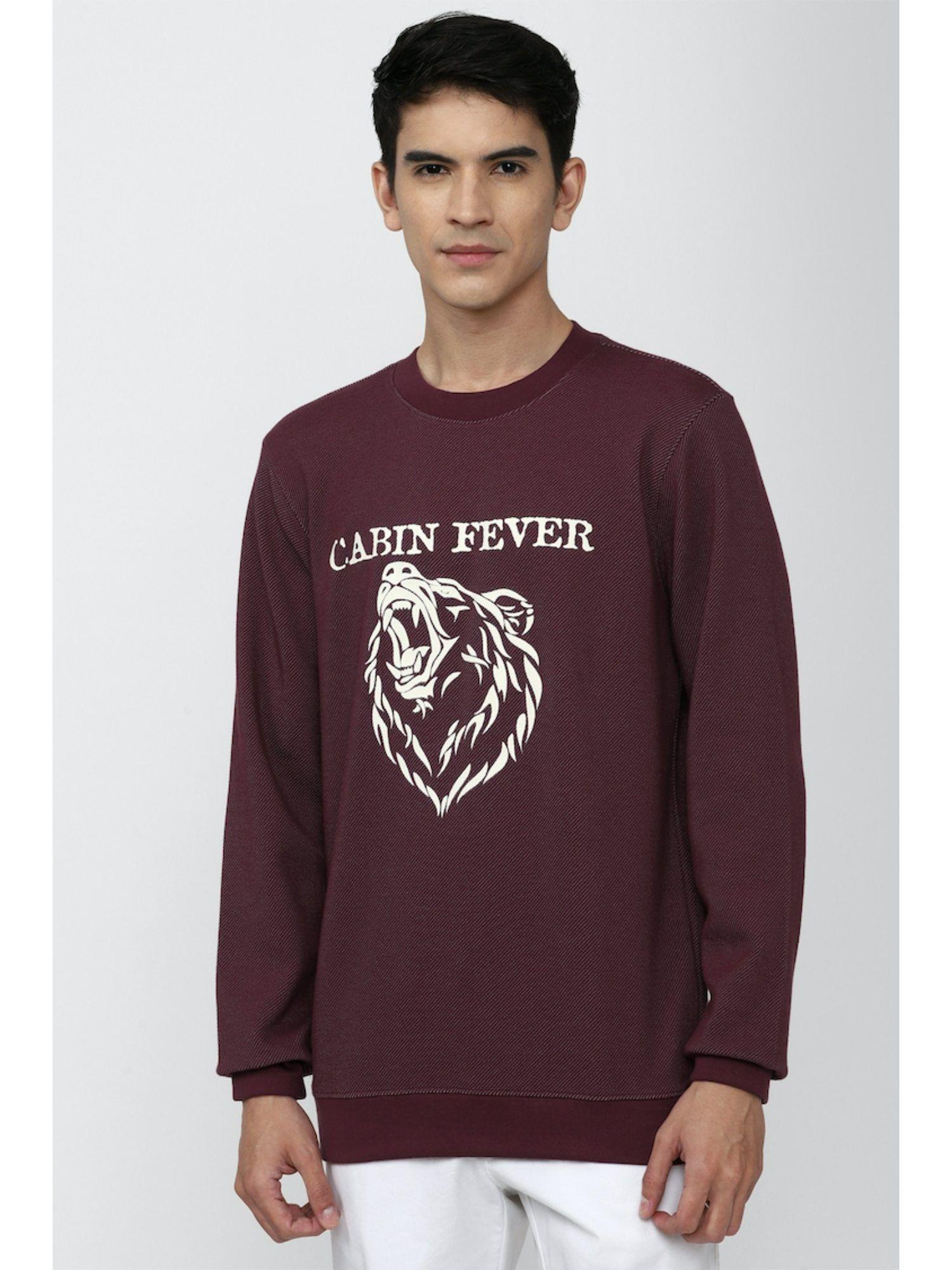 men maroon graphic sweatshirt