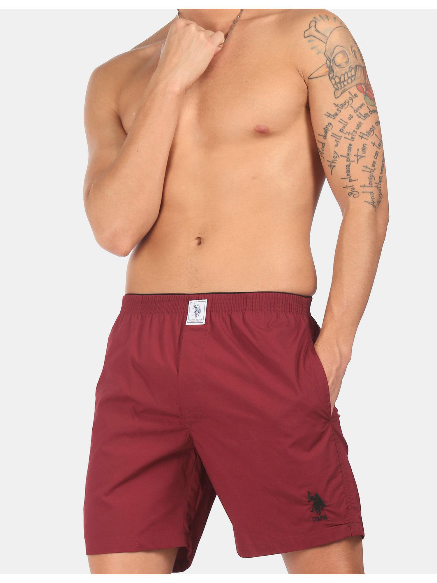 men maroon i021 comfort fit print cotton boxer red