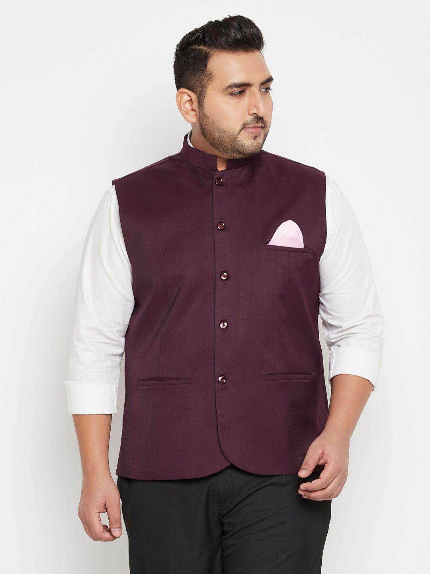 men maroon nehru jacket