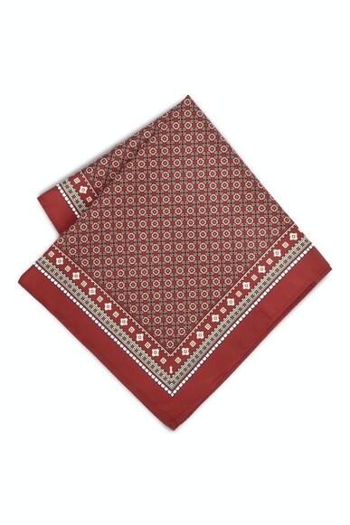 men maroon print formal pocket square