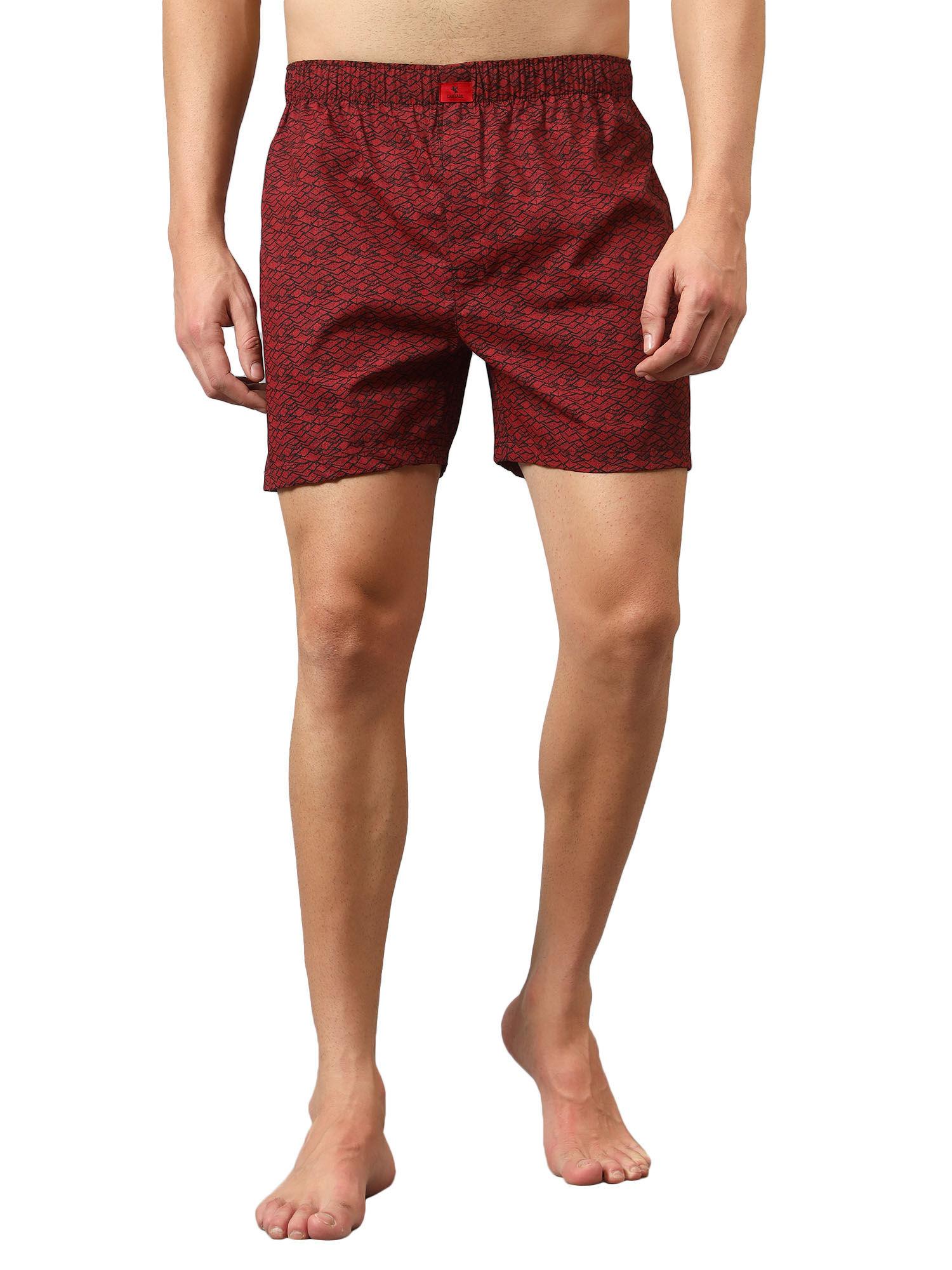 men maroon printed boxer