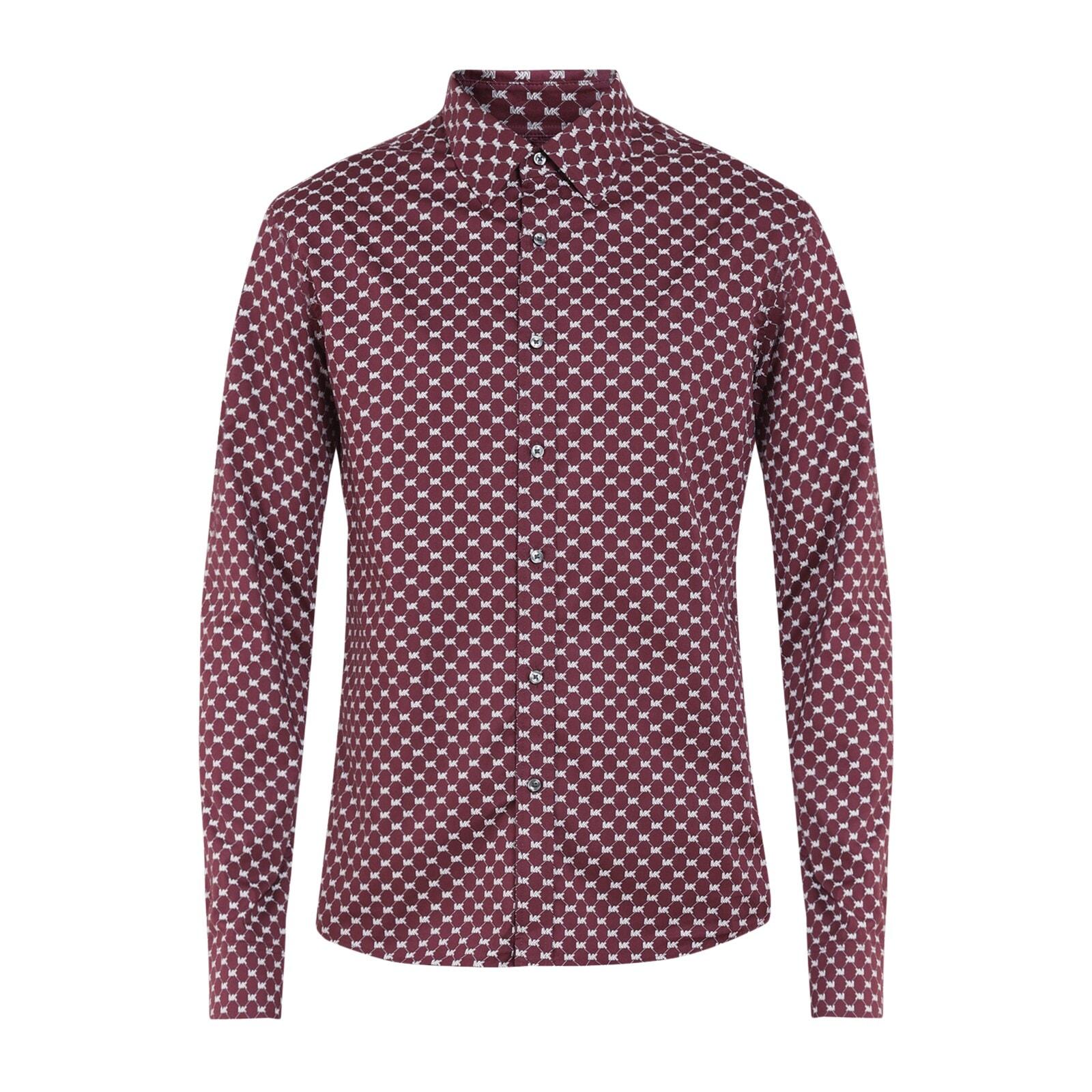 men maroon quilted mk logo print shirt