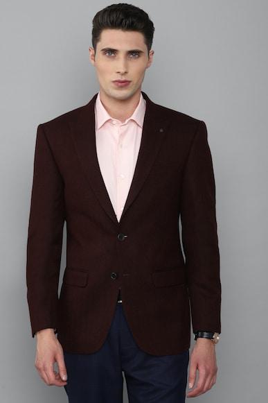 men maroon regular fit textured formal blazer