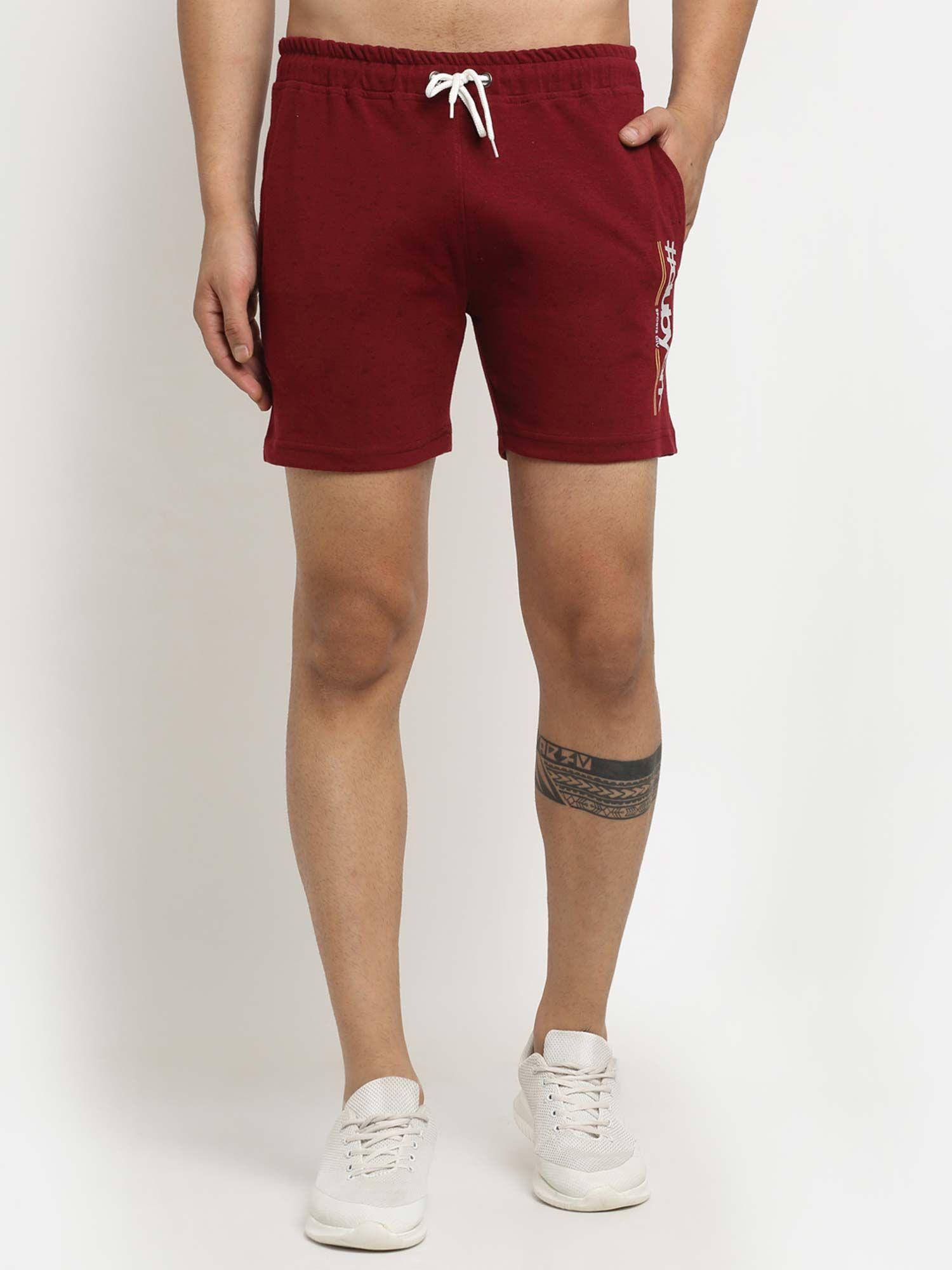 men maroon regular shorts