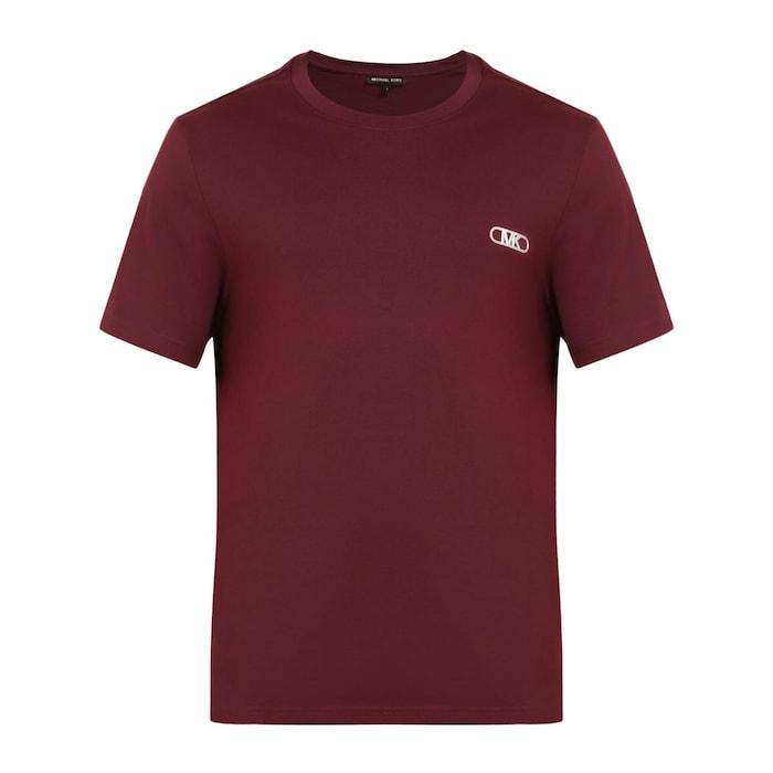 men maroon silicon chest logo t-shirt