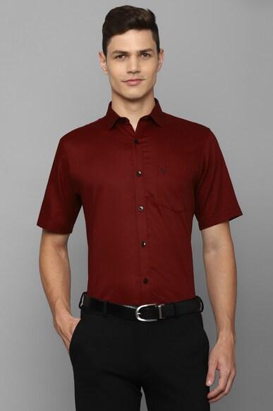 men maroon slim fit solid half sleeves formal shirts
