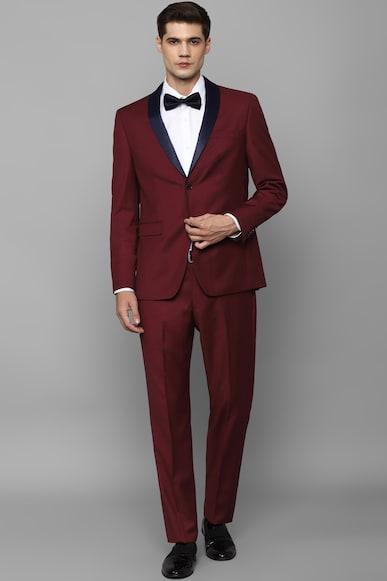 men maroon slim fit solid party two piece suit