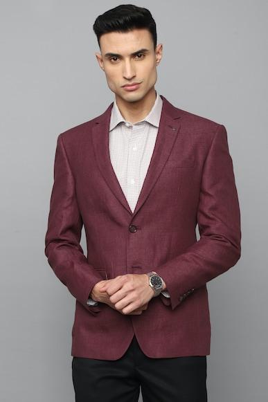 men maroon slim fit textured formal blazer
