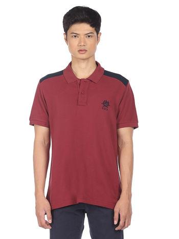 men maroon solid short sleeve polo t-shirt