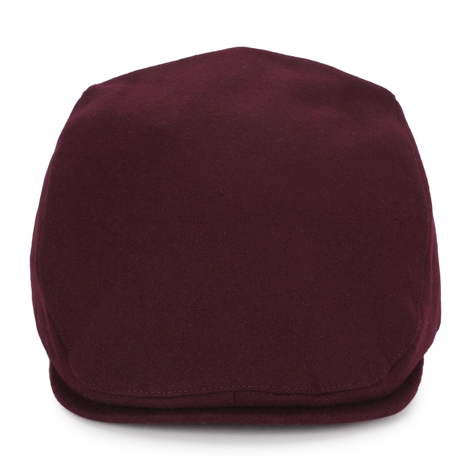 men maroon woollen flat cap