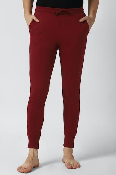 men maroonsolid casual track pants