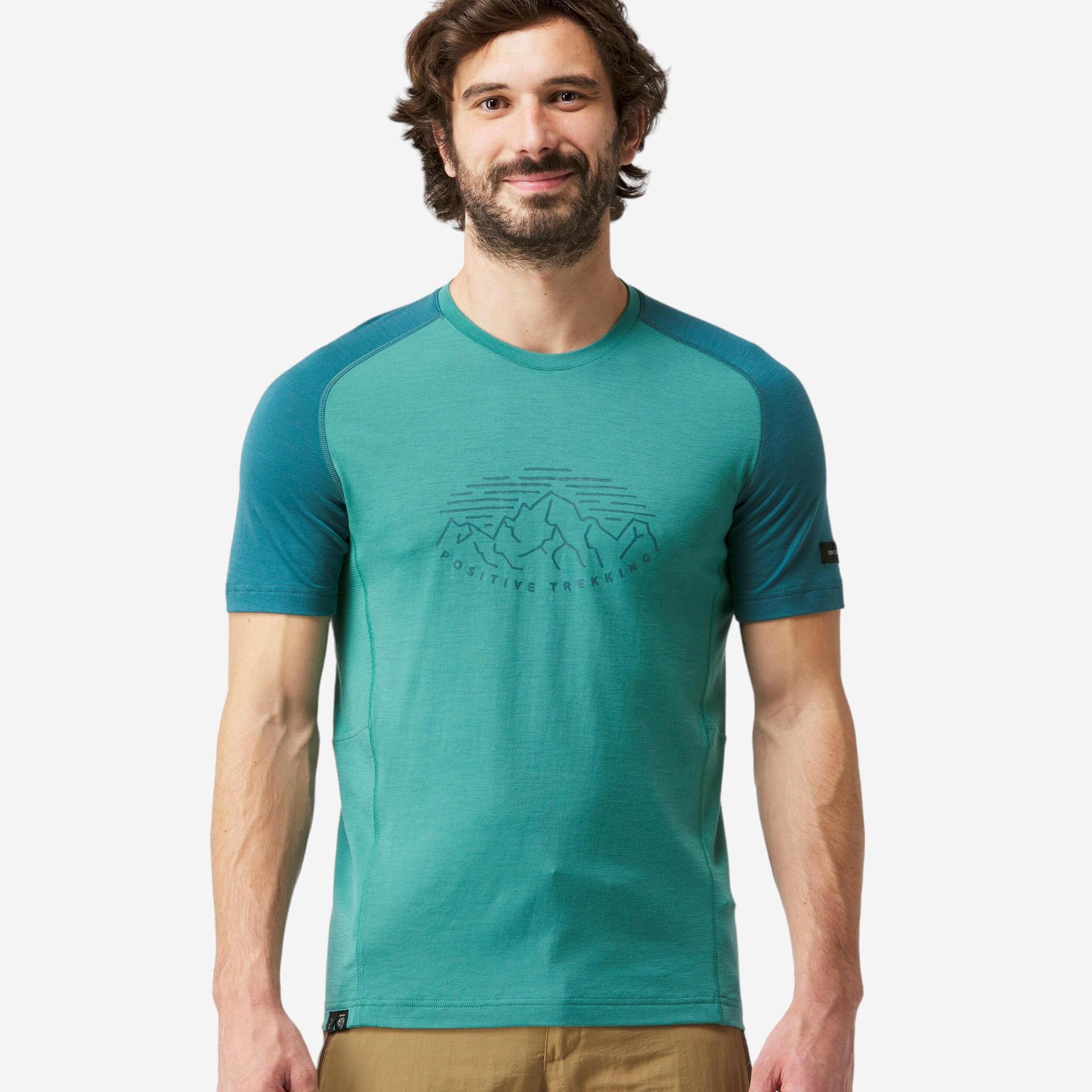 men merino wool half sleeve slim fit t-shirt turquoise - mt500