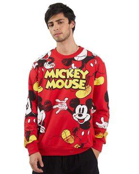 men mickey mouse print oversized fit sweatshirt