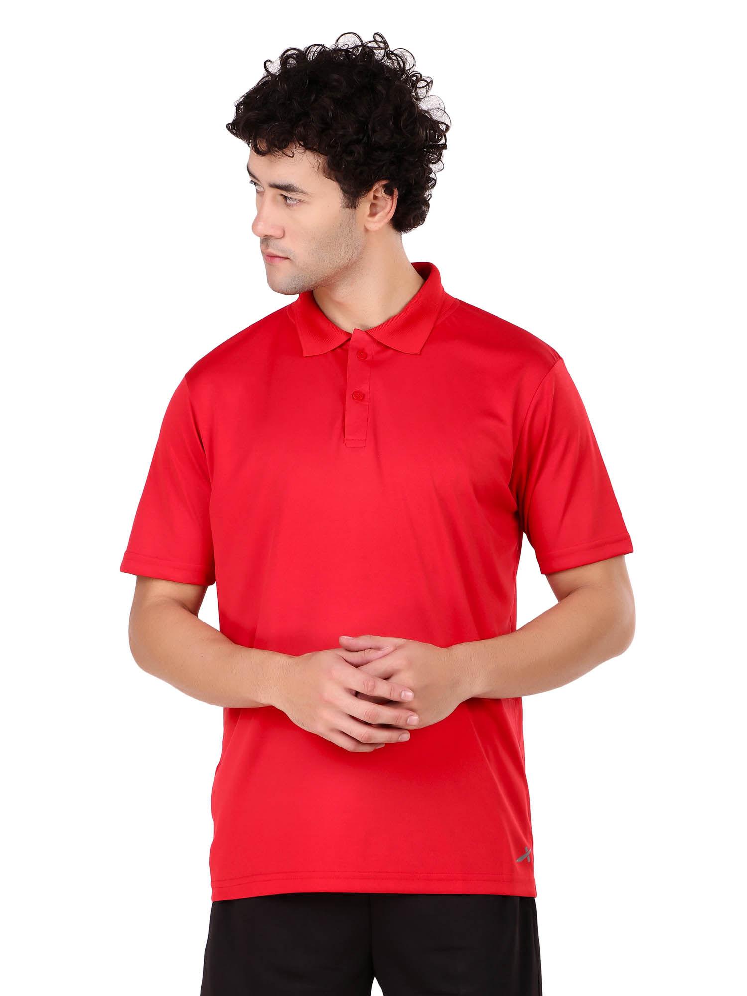 men micro pp polo collar neck t-shirt - red