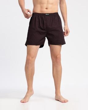 men micro print boxers with elasticated waist