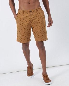men micro print regular fit bermuda shorts