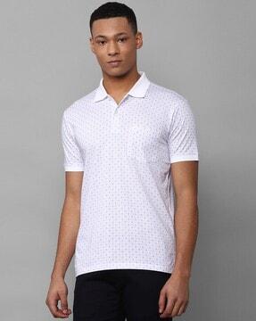 men micro print regular fit polo t-shirt