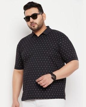 men micro-print regular fit polo t-shirt