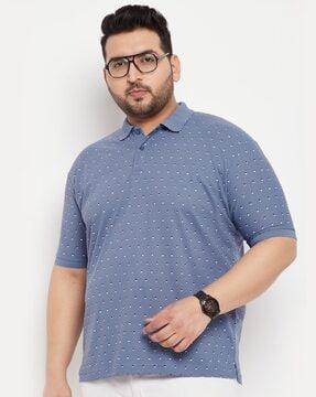 men micro-print regular fit polo t-shirt