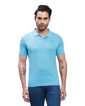 men micro print regular fit polo t-shirt