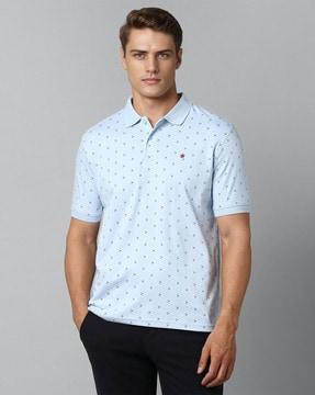 men micro print regular fit polo t-shirt