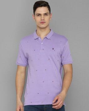 men micro print regular fit polo t-shirt