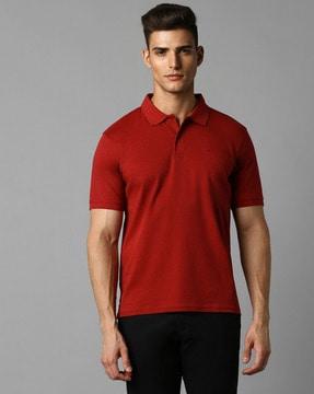 men micro print regular fit polo t-shirt