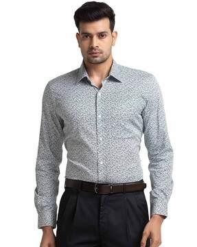 men micro print regular fit shirt