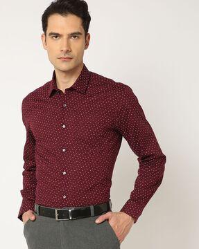 men micro-print regular fit shirt