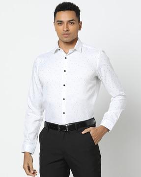 men micro print regular fit shirt