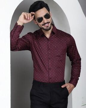 men micro print regular fit shirt