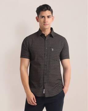 men micro print regular fit shirt