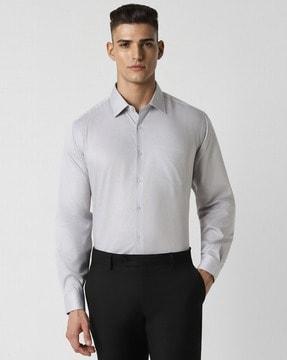 men micro print regular fit shirt