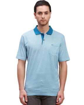 men micro print relaxed fit polo t-shirt