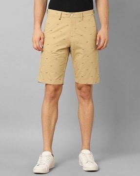 men micro print slim fit flat-front shorts