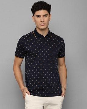 men micro print slim fit polo t-shirt