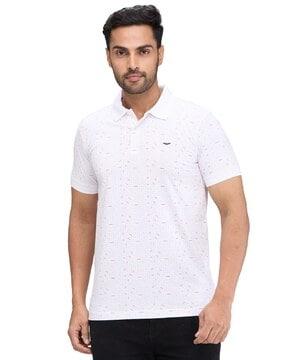 men micro print slim fit polo t-shirt