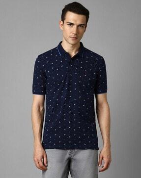 men micro print slim fit polo t-shirt