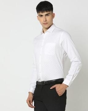 men micro print slim fit shirt