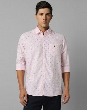 men micro print slim fit shirt