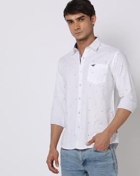 men micro print slim fit shirt