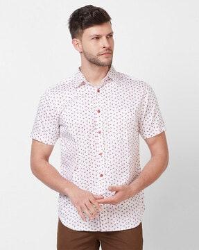 men micro print slim fit shirt