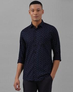 men micro print slim fit shirt