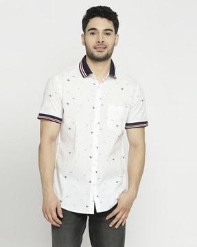 men micro print slim fit shirt