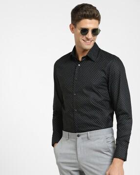 men micro print slim fit shirt