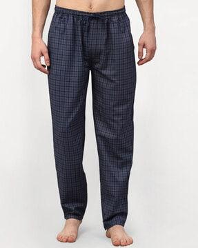 men mid-rise checked straight track pants