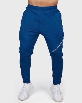 men mid-rise fitted track pants