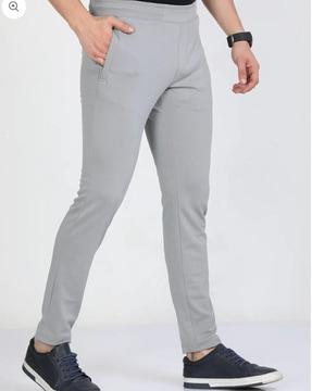 men mid-rise fitted track pants