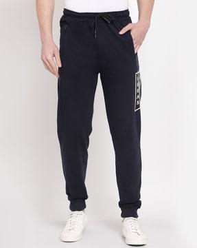 men mid-rise joggers with elasticated drawstring waist